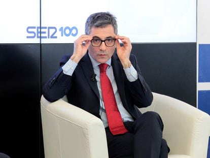 El ministro de la Presidencia, Justicia y Relaciones con las Cortes, Félix Bolaños, este viernes en Bilbao en un diálogo de la Universidad de Deusto y la SER.
