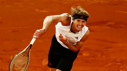 Alexander Zverev durante la final del Masters de Madrid ante Matteo Berrettini este domingo.