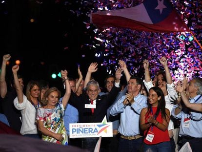 Piñera celebra la victoria.