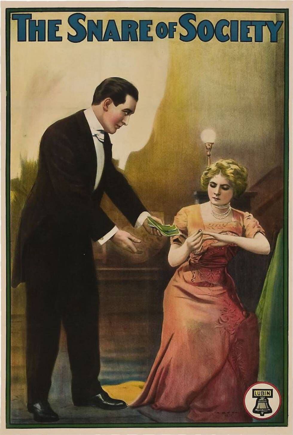 Cartel de 'The snare of society', película muda que Florence Lawrence protagonizó en 1911 para la productora Lubin.