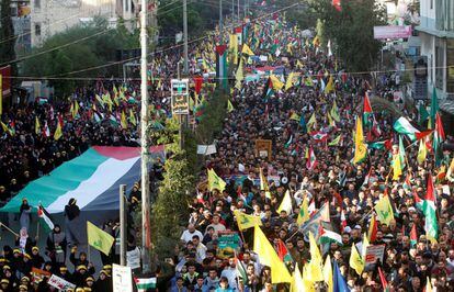 Manifestación en defensa de Jerusalén como capital palestina este lunes en Beirut.