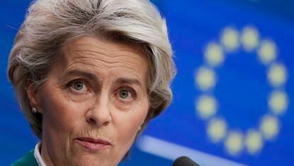 La presidenta de la Comisión Europea, Ursula von der Leyen, este viernes en Bruselas.