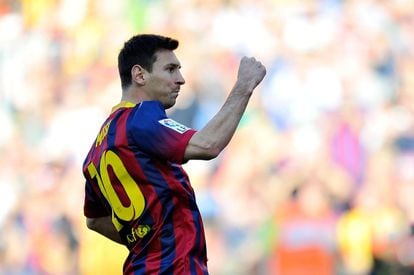 Messi celebra el primer gol del partido.