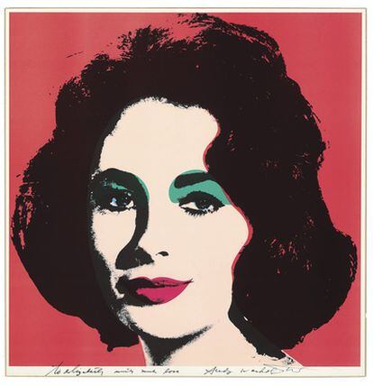 Litografía de Elizabeth Taylor realizada por Andy Warhol, que ha alcanzado en subasta más de 550.000 euros.