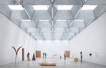 Imagen virtual del interior de una de las nuevas salas de exposiciones que contará el Macba con el proyecto que ha ganado su ampliación, obra de H Arquitectes y Christ & Gantenbein.