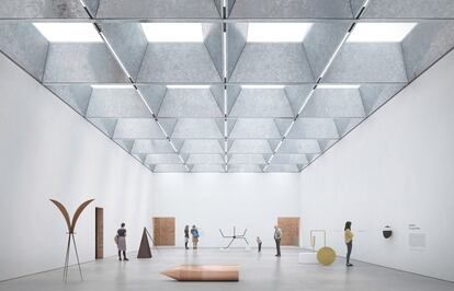 Imagen virtual del interior de una de las nuevas salas de exposiciones que contará el Macba con el proyecto que ha ganado su ampliación, obra de H Arquitectes y Christ & Gantenbein.