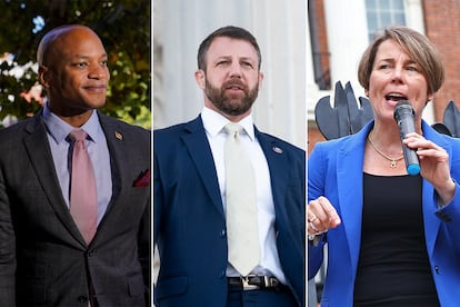 El demócrata elegido como gobernador de Maryland, Wes Moore; el republicano de Oklahoma que fue elegido como senador, Markwayne Mullin; y la demócrata Maura Healy, gobernadora electa de Massachussets.