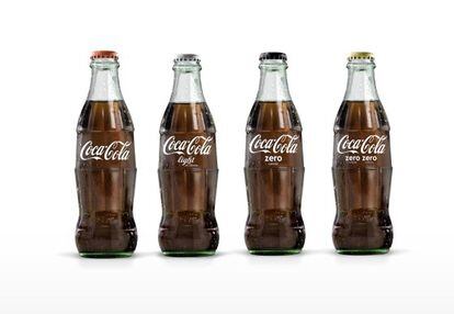 Les noves ampolles de Coca-Cola per a la versió tradicional, Light o Zero.