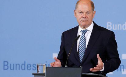 El ministro alemán de Finanzas, Olaf Scholz, en una conferencia de prensa en Berlin.