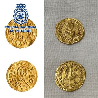 Monedas visigodas de oro de gran valor histórico recuperadas en León y en Saceruela (Ciudad Real).