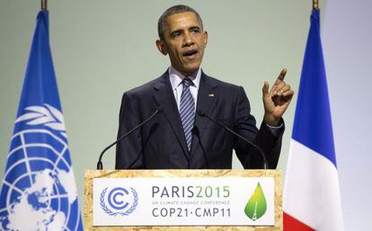 Obama, durant la seva intervenció a la Cimera del Clima.