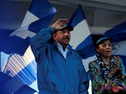 El presidente de Nicaragua, Daniel Ortega, junto a su vicepresidenta y esposa, Rosario Murillo.