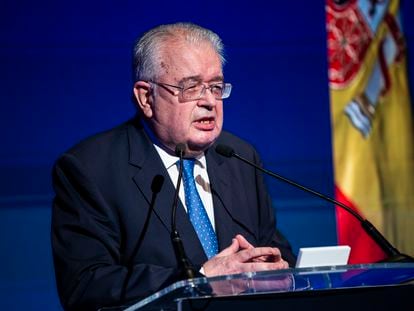El presidente del Tribunal Constitucional, Juan José González Rivas, en la clausura del encuentro internacional de juristas en Madrid el pasado 6 de julio.