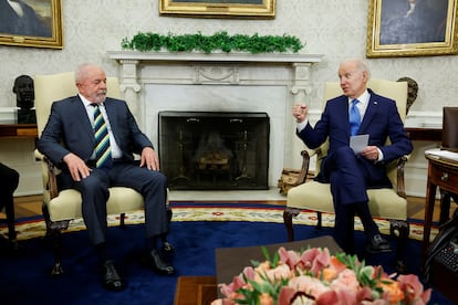 Los presidentes de EE UU, Joe Biden, y Brasil, Lula da Silva, este viernes en la Casa Blanca.