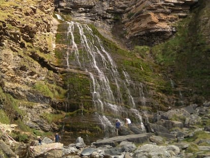 La cascada Cola de Caballo, casi sin agua a mediados de septiembre 2020.