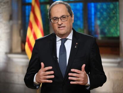 Quim Torra, durante el mensaje de la Diada 2020