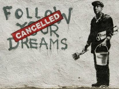 Una de las obras de Banksy, aparecida en el Chinatown de Boston en 2010.