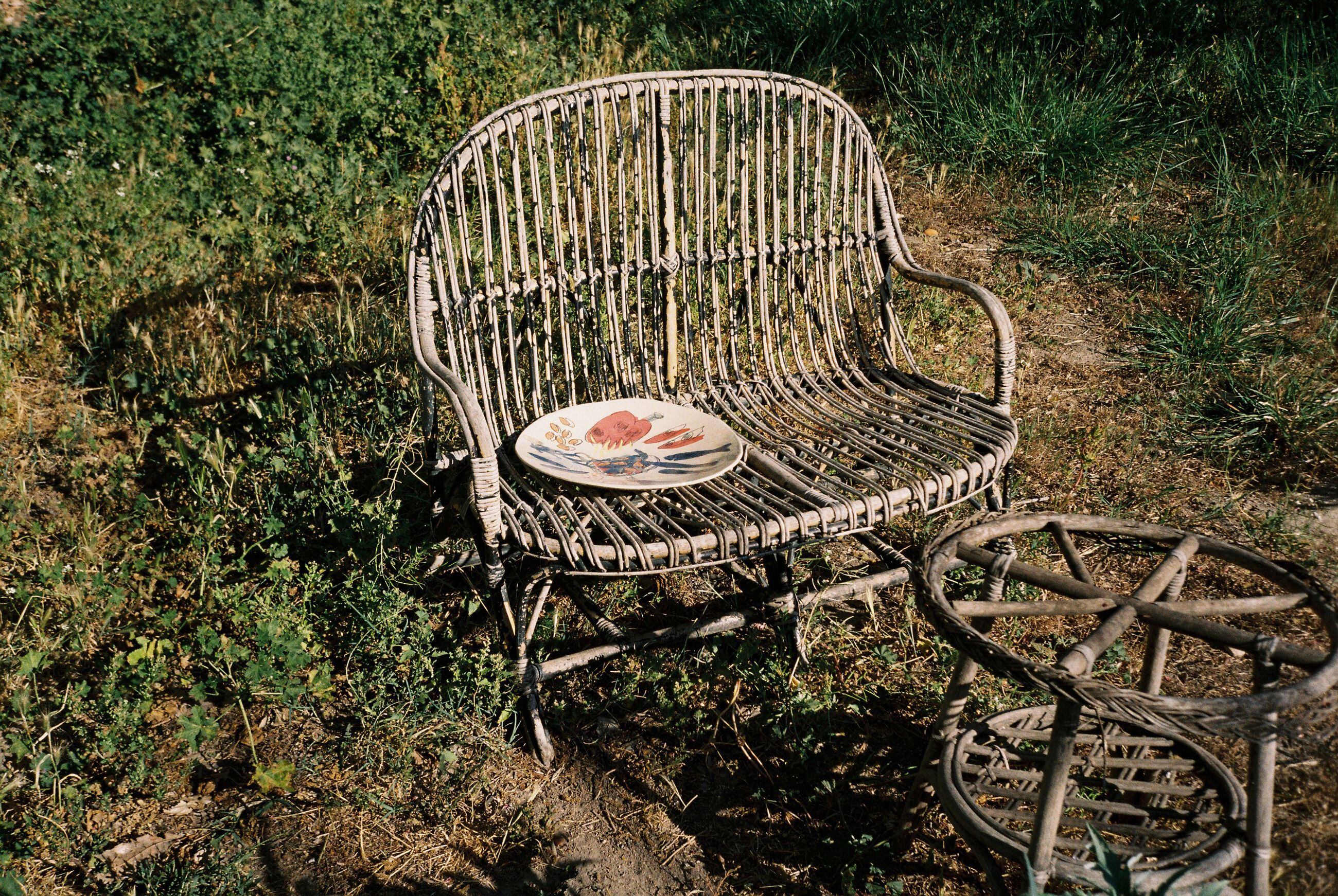 Una silla en su jardín.