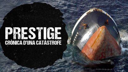Cartel de la exposición "Prestige, crónica de una catástrofe" organizada por el Museo Marítimo de Barcelona.