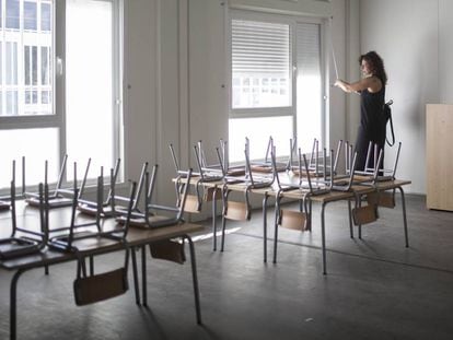 Un aula en una escuela de Barcelona.