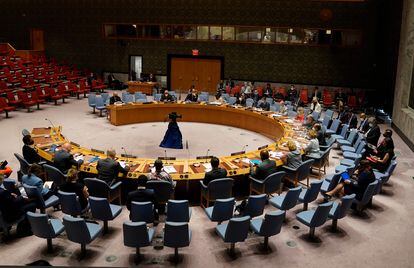 Los quince miembros del Consejo de Seguridad de la ONU, reunidos este lunes en Nueva York bajo la presidencia de António Guterres.