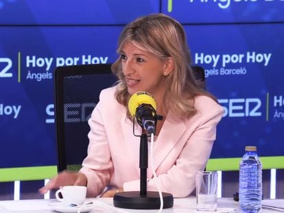 La líder de Sumar, Yolanda Díaz, en el programa 'Hoy por hoy' de la cadena SER.