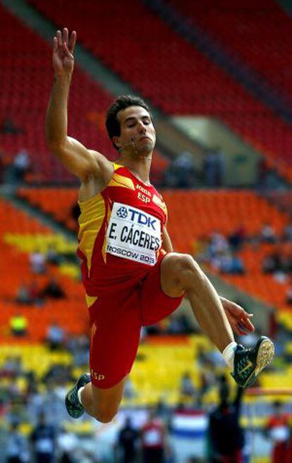 Eusebio Cáceres salta para meterse en la final de longitud, el miércoles