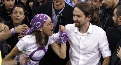 Pablo Iglesias en la asamblea de Podemos, en octubre.