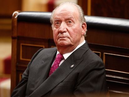 El rey Juan Carlos I en el Congreso de los Diputados, en diciembre de 2018.