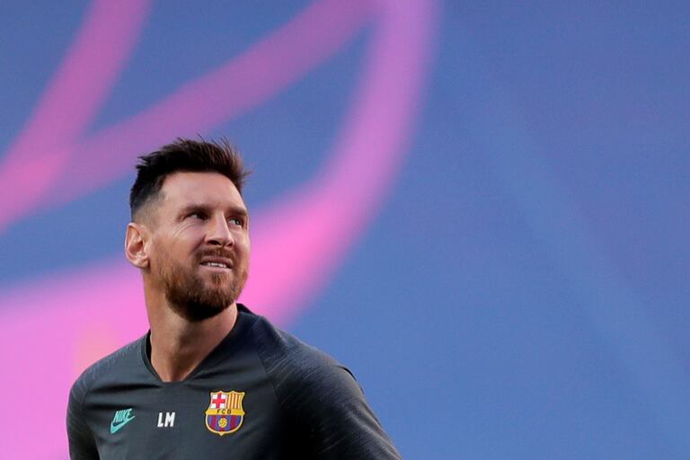 Messi, durante el entrenamiento del Barcelona en Lisboa.