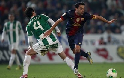 Xavi, en el partido contra el Córdoba.