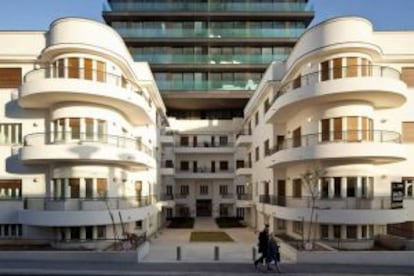 Vista de la Reisfeld House (1935), del arquitecto Pinchas Biezunsky, en el distrito Bauhaus de Tel Aviv.