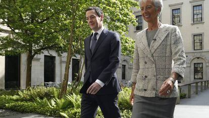 La directora del Fondo Monetario Internacional, Christine Lagarde, se reúne con el ministro británico de Economía, George Osborne, en Londres.