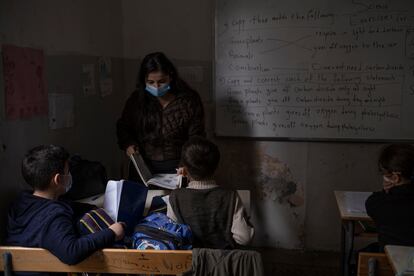 Varios niños asistían a una clase en el colegio Hallak, en un barrio humilde de Beirut.