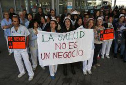 Protestas contra la privatización de la sanidad en Madrid