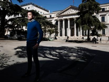 Íñigo Errejón, el pasado jueves frente al Congreso de los Diputados (Madrid).