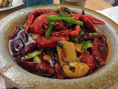 Carngrejos de río en salsa de Hunan