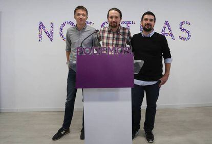 Íñigo Errejón, Pablo Iglesias y Ramón Espinar, en una imagen de archivo.