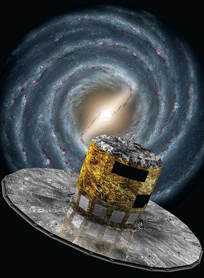 Ilustración del satélite <i>Gaia,</i> que se lanzará en 2012 para medir la posición de mil millones de estrellas en nuestra galaxia con una precisión sin precedentes.