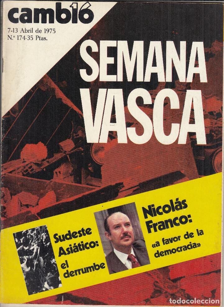 Ejemplar de la revista 'Cambio 16' de la semana del 7 al 13 de abril de 1975, siete meses antes de la muerte de Francisco Franco.