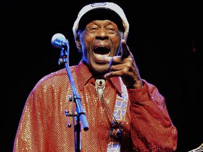 Chuck Berry, en una actuación en Motevideo en abril de 2013.