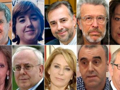 Los diez nuevos miembros del Consejo de RTVE. De izquierda a derecha, y de arriba a abajo, José Manuel Pérez Tornero, Concepción Cascajosa, Jenaro Castro, José Manuel Martín, María Consuelo Aparicio, Carmen Sastre, Ramón Colom, Elena Sánchez, Roberto Lakidain y Juan José Baños.