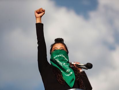 Una manifestante por el derecho a la interrupción del embarazo, este 28 de septiembre en Ciudad de México.
