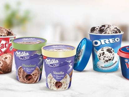 Envases de varias marcas de helados de Nestlé.