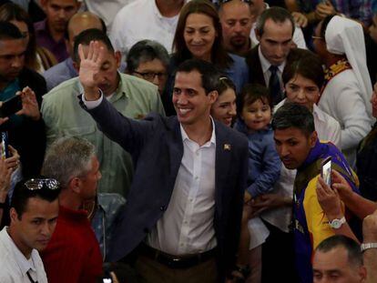 Guaidó, durante su asistencia a una misa en Caracas, el pasado domingo.