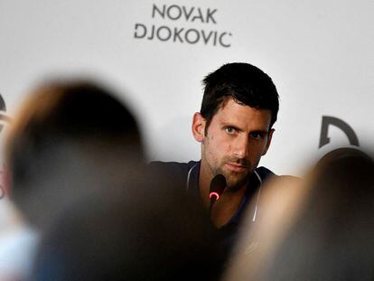 Novak Djokovic durante una rueda de prensa en Belgrado.