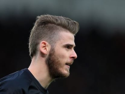 David De Gea, en la portería del Manchester United en un partido del pasado enero.