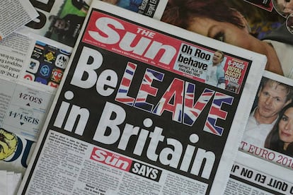 Primera página del 14 de junio del diario The Sun, el más vendido del Reino Unido.