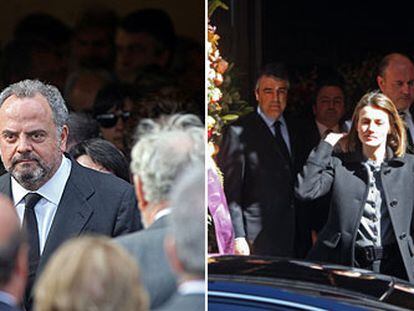 Isabel Moreno, madre de Isabel Polanco, junto a su hijo Ignacio, presidente del Grupo PRISA. Los príncipes de Asturias salen de la capilla ardiente.