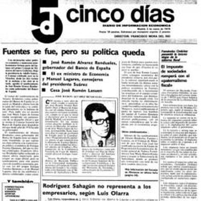 Primera portada de Cinco Días del 3 de marzo de 1978